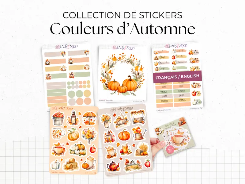 Collection complète de Stickers "Couleurs d'Automne" - Autocollants sur le thème de l'automne - Couleurs automnales - Bullet Journal / Planner