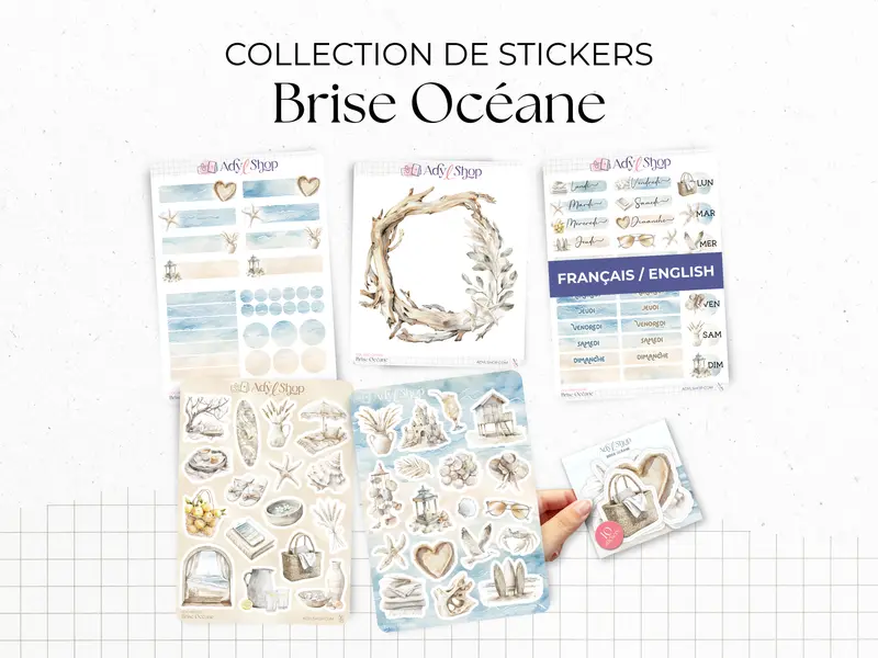 Collection de stickers "Brise Océane" - Autocollants sur le thème de l'été