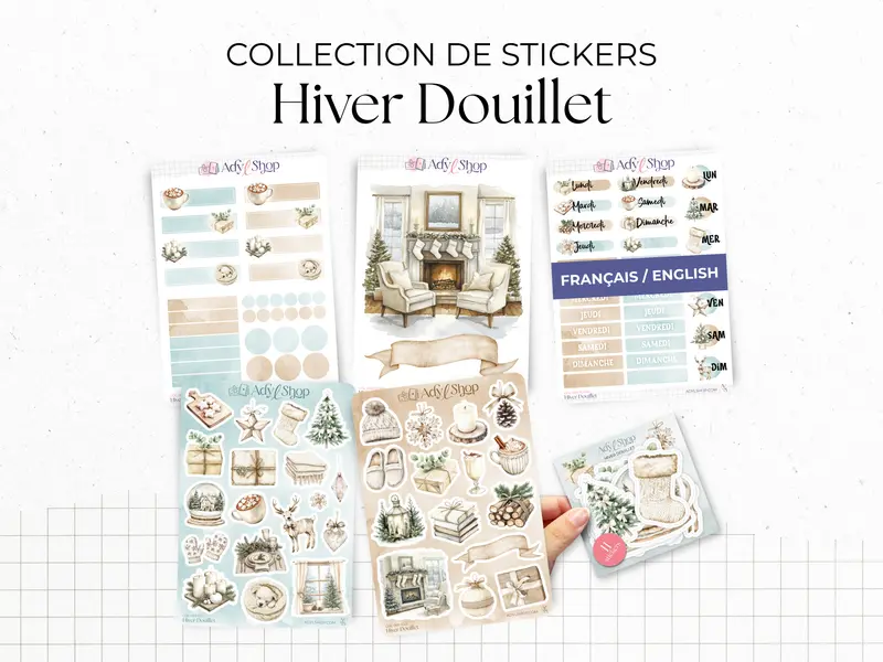 Collection de stickers "Hiver Douillet" - Autocollants sur le thème de l'hiver