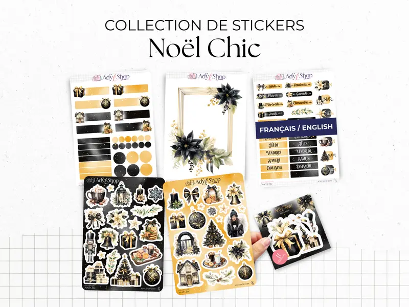 Collection de stickers "Noël Chic" - Autocollants sur le thème de l'hiver et de Noël