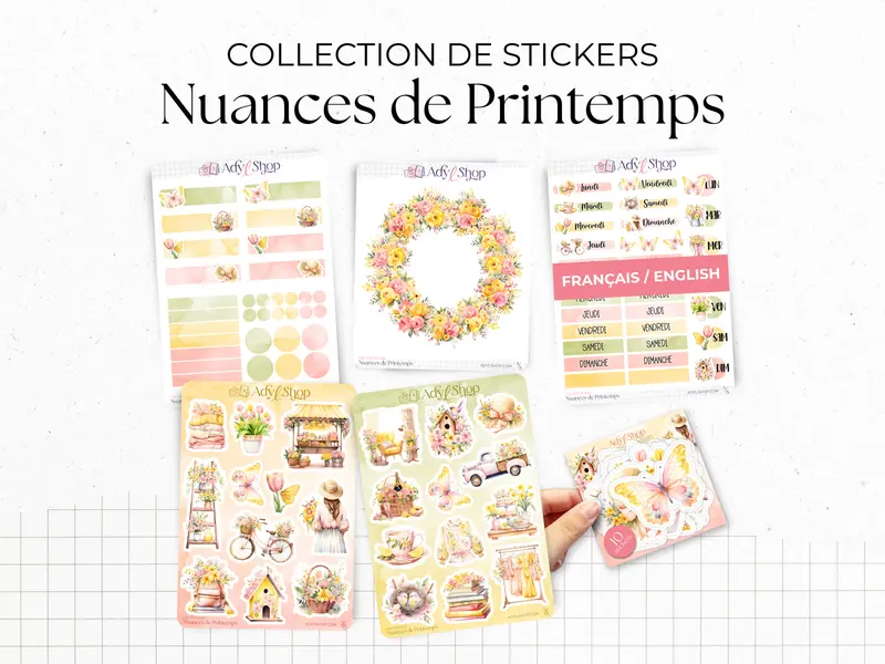 Collection de stickers "Nuances de Printemps" - Autocollants sur un thème du printemps