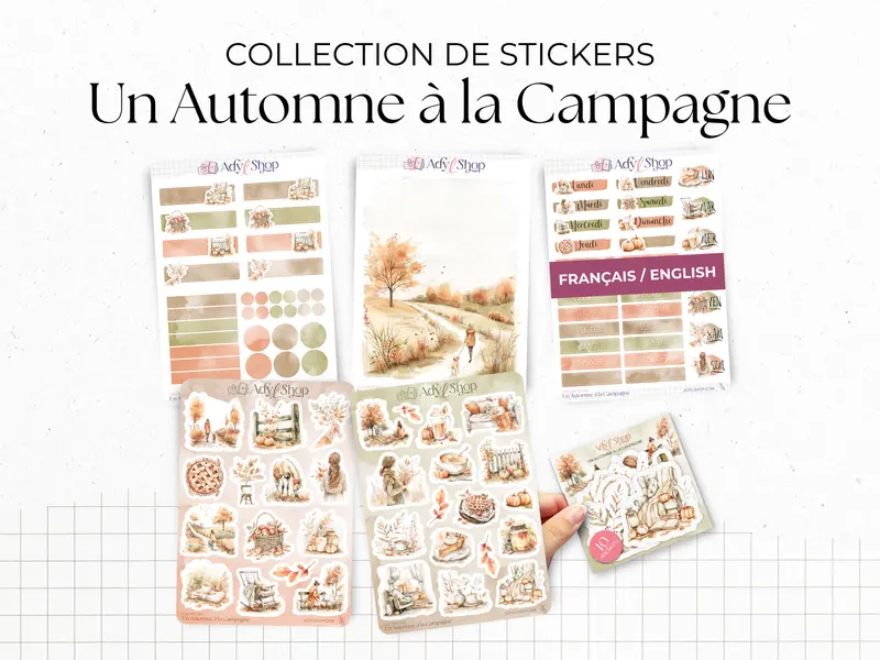 Collection de stickers "Un Automne à la Campagne" - Autocollants sur le thème de l'automne - Bullet Journal