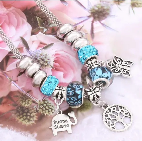 Collier Arbre de Vie Papillon Bleu