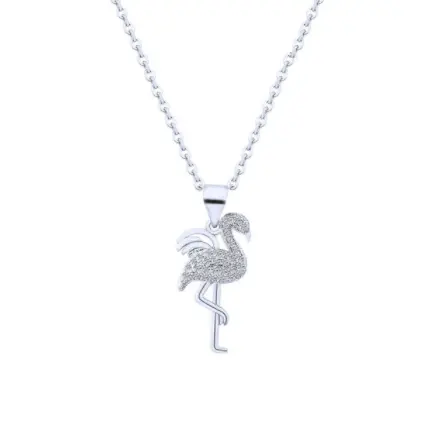 Collier avec Flamant Rose Argenté