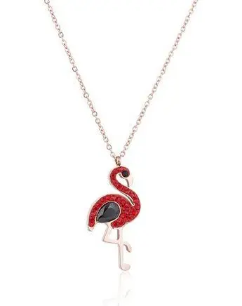 Collier Doré Rose Flamant Rouge