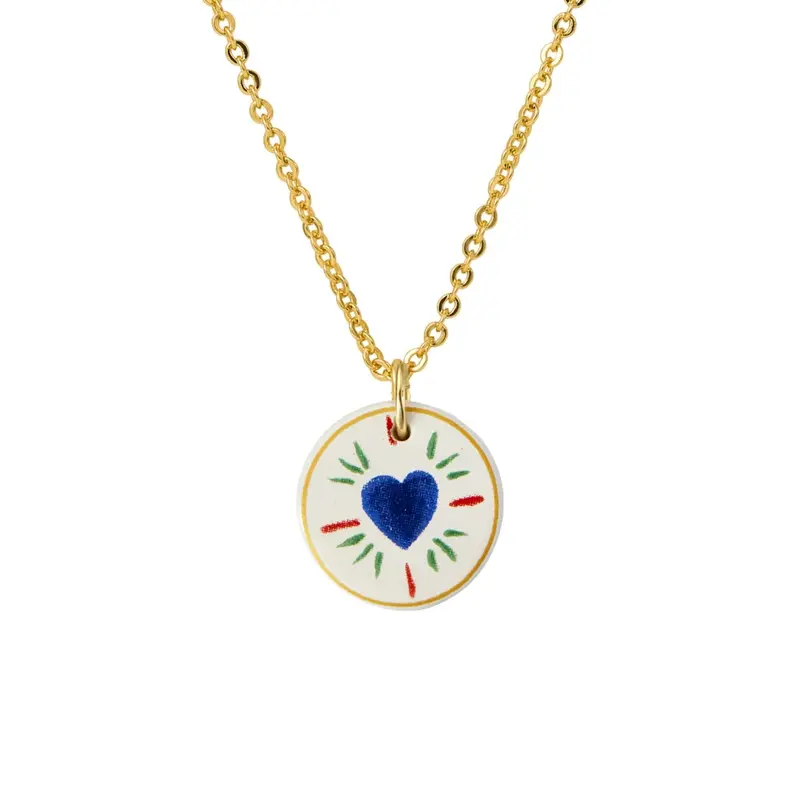Collier en faience fleur rouge - Faienz