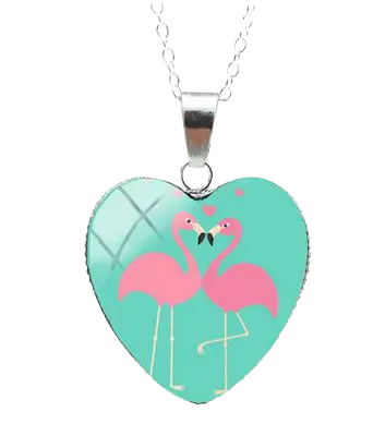 Collier Flamant Rose Cœur Amour