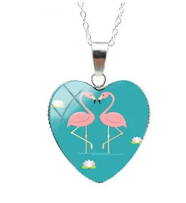 Collier Flamant Rose Cœur Océan