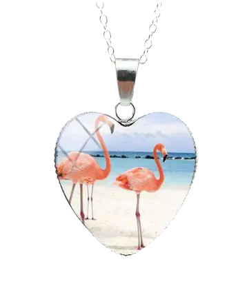Collier Flamant Rose Cœur Plage