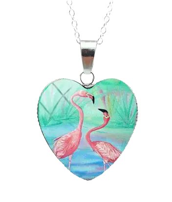 Collier Flamant Rose Cœur Rencontre