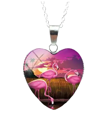 Collier Flamant Rose Cœur Soleil
