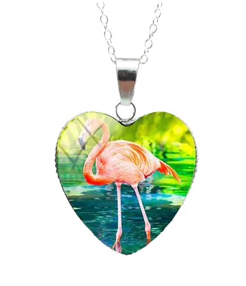 Collier Flamant Rose Cœur Solo