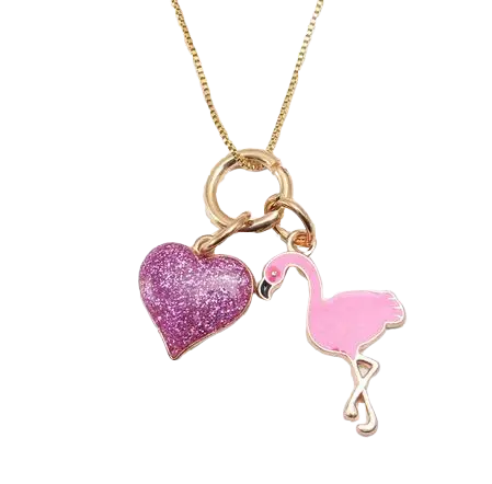 Collier Flamant Rose Cœur