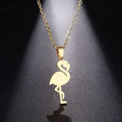 Collier Flamant Rose Couleur Or