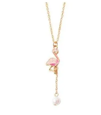 Collier Flamant Rose Perles Artificielles