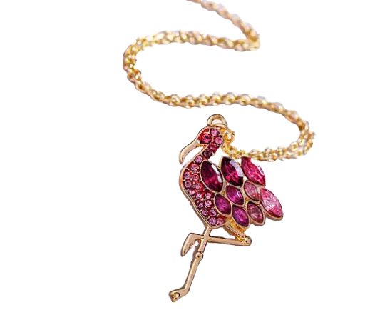 Collier Flamant Rose Pierres