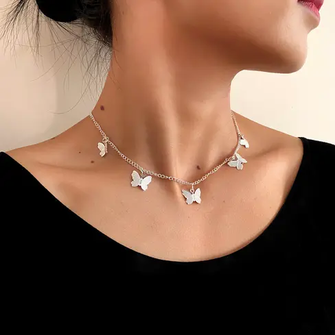 Collier Papillon argenté