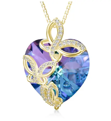 Collier Papillon Coeur Doré