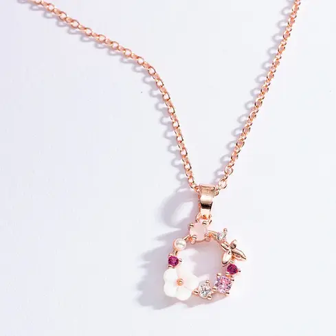Collier Papillon Couleur Or rose