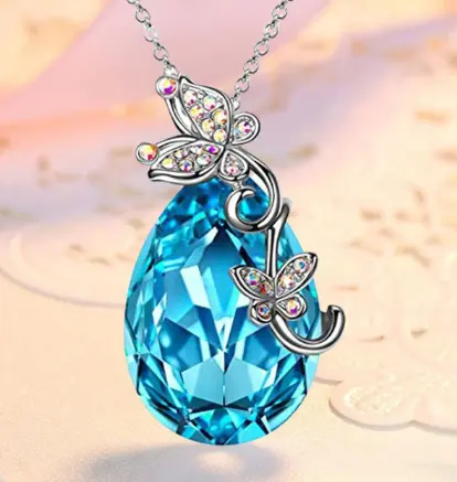 Collier Papillon Goutte d'Eau