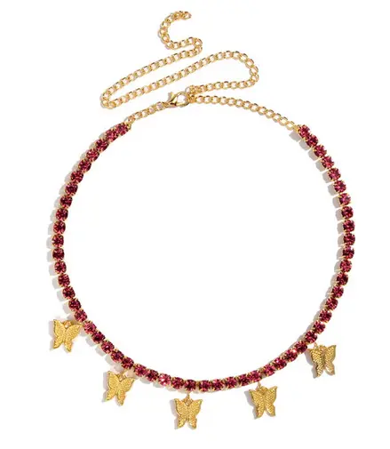 Collier Papillon Grenat