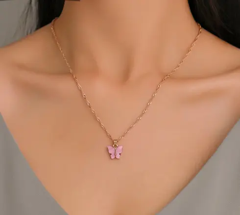Collier Papillon Pastel