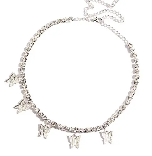 Collier Papillon pierre artificielle
