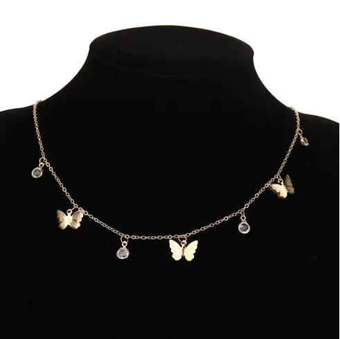 Collier Papillon Plaqué Couleur Or