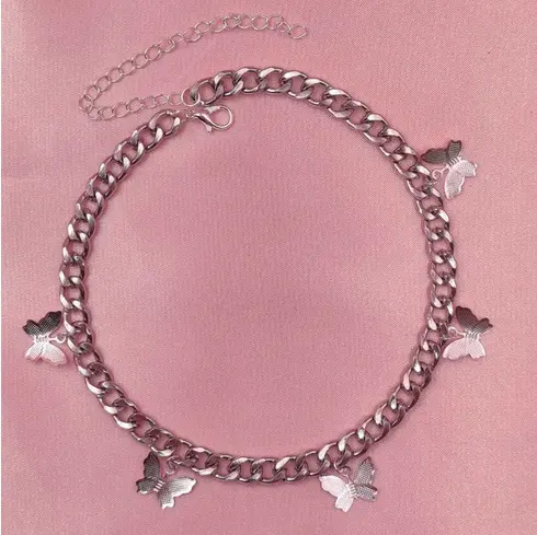 Collier Rétro Papillon argenté
