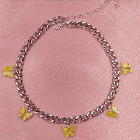 Collier Rétro Papillon Jaune