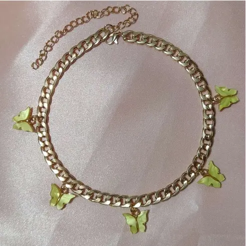 Collier Vintage Papillon Jaune
