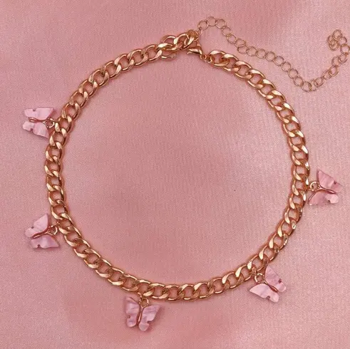 Collier Vintage Papillon Rose