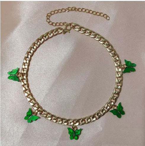 Collier Vintage Papillon Vert