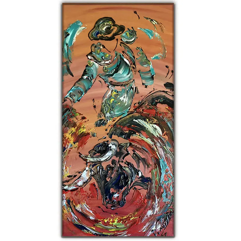 Corrida Tauromachie - Peinture sur toile 30x60cm