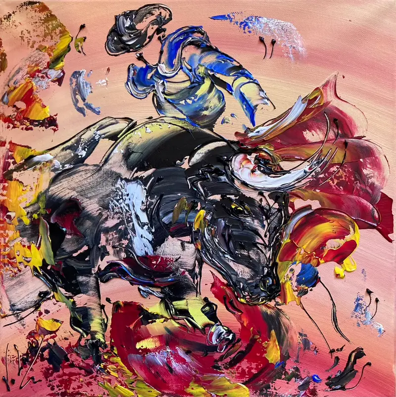 Corrida Tauromachie - Peinture sur toile 40x40 cm