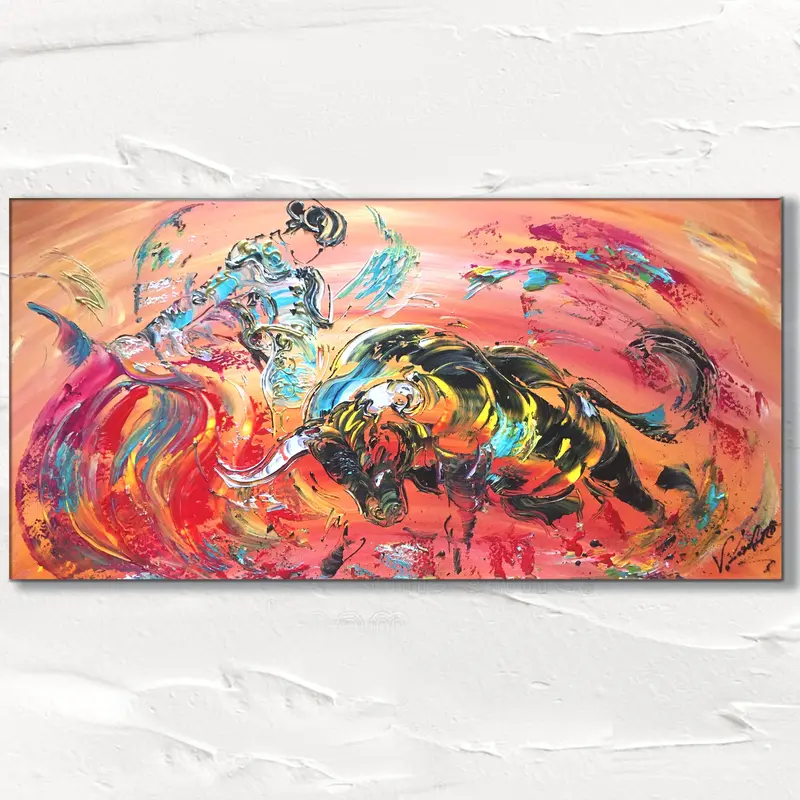 Corrida Tauromachie - Peinture sur toile 50x100cm