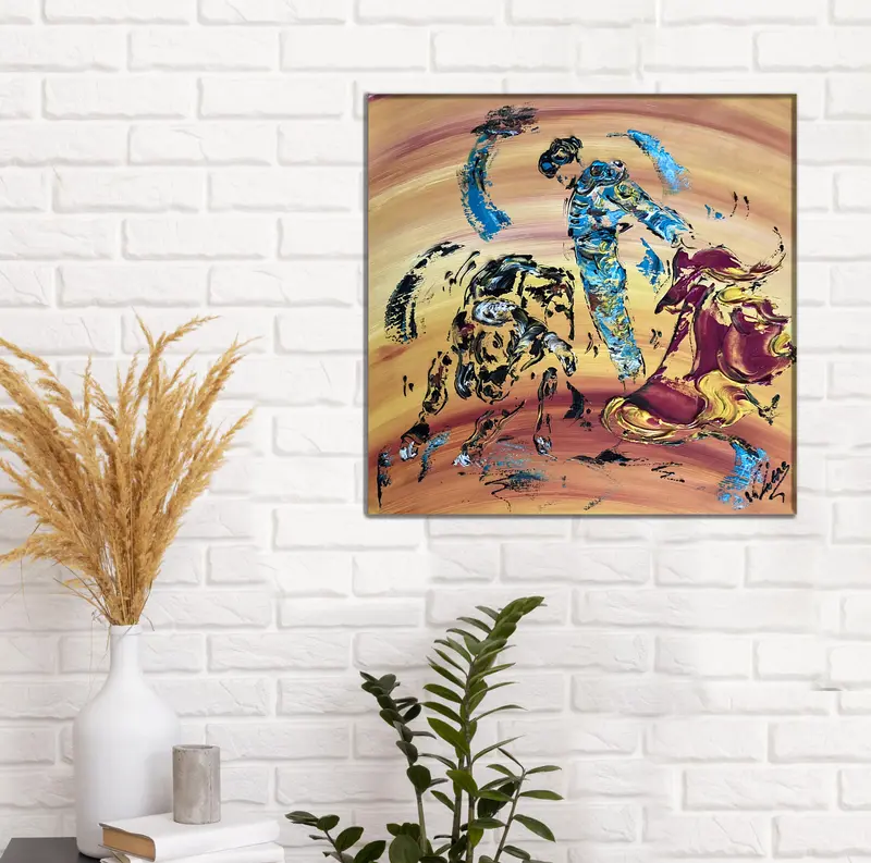 Corrida tauromachie taureau toile - Peinture de 50x50 cm