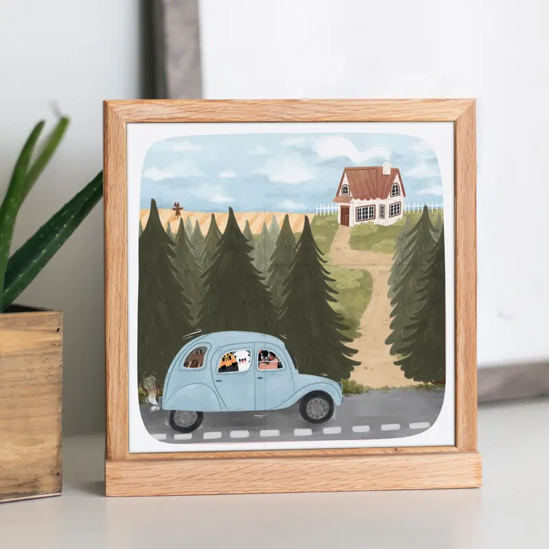 Countryside road trip - Square Art Print