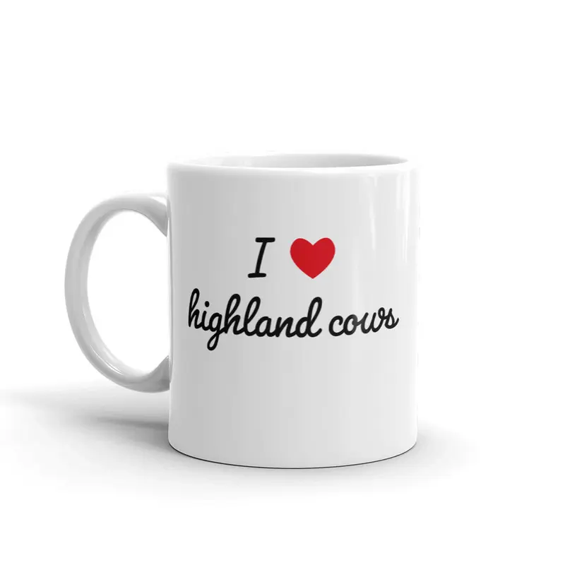 Cute minimalist I love scottish highland cows mug