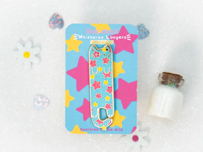 Discoball Cat Pins - Whiskered Longers Collection
