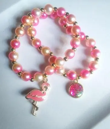 Duo de Bracelets Perles Flamant Rose