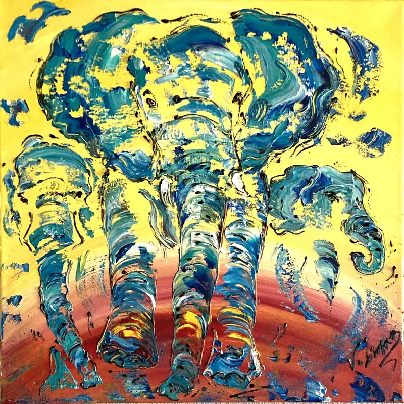 Eléphants - Peinture sur toile50x50cm