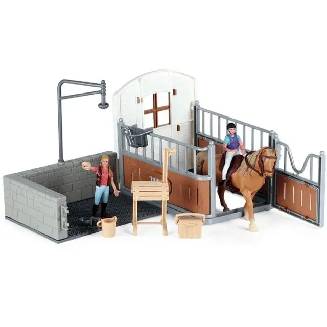 Ensemble figurines box cheval personnages et accessoires