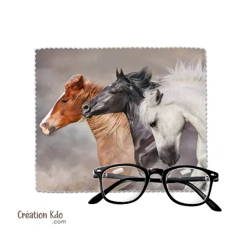 Essuie-lunette avec photo de chevaux remplie d'élégance, microfibre Chiffonnette petit chiffon