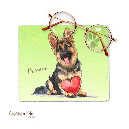 Essuie-lunette Berger Allemand Chiffonnette chiffon en microfibre motif chien
