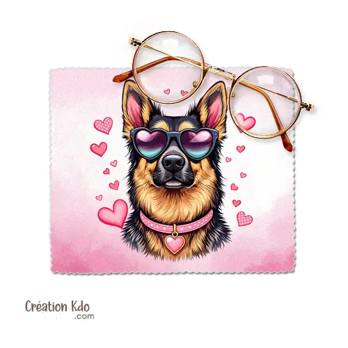 Essuie-lunette Berger Allemand Chiffonnette tons rose et coeurs chiffon en microfibre