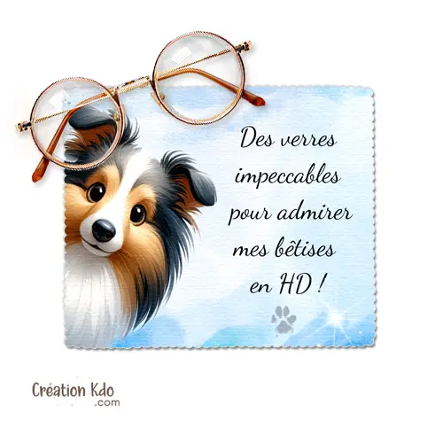 Essuie-lunette Berger des Shetland Chiffonnette microfibre humour admirer mes bêtises en HD