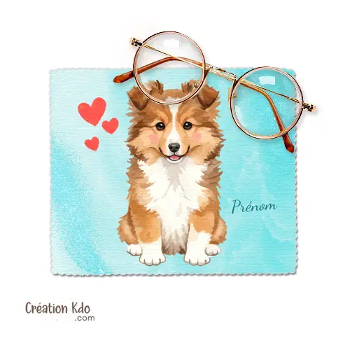 Essuie-lunette Berger des Shetland chiot sable Chiffonnette en microfibre bleu
