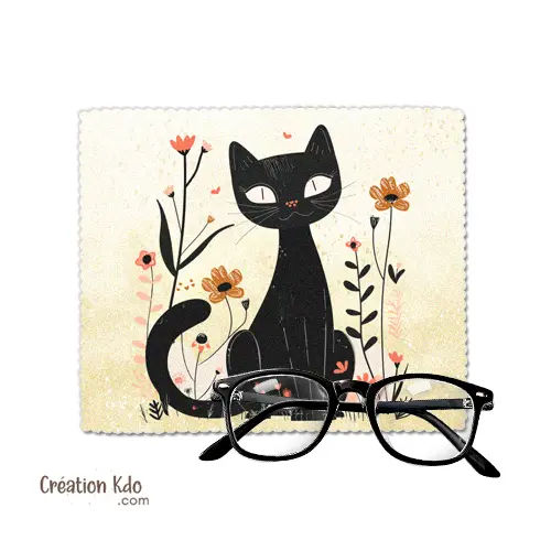 Essuie-lunette chat noir Chiffonnette chiffon nettoyant en microfibre
