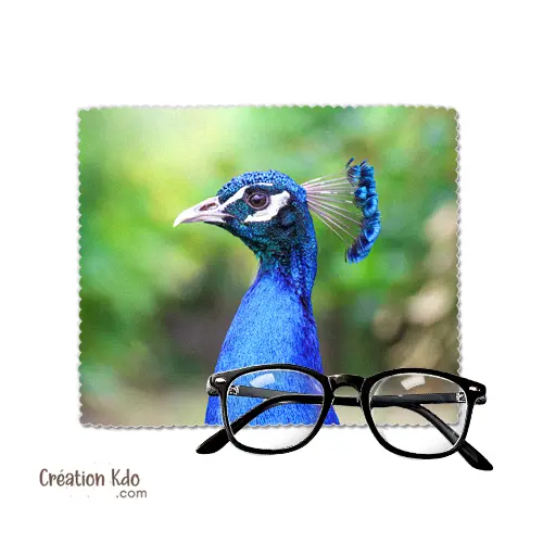 Essuie-lunette Chiffonnette nettoyante en microfibre chiffon motif oiseau Paon bleu